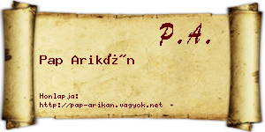 Pap Arikán névjegykártya